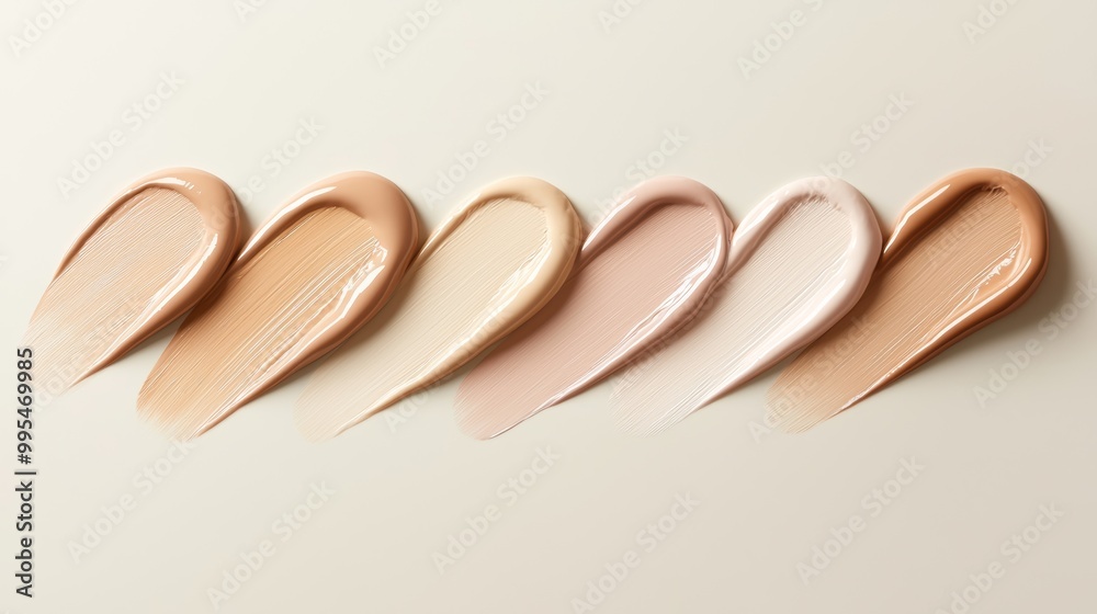A modern flat-lay of dewy concealer swatches in a range of shades, creating a smooth, glowing base for glass skin. A modern flat-lay of dewy concealer swatches in a range of shades, creating a smooth, glowing base for glass skin.