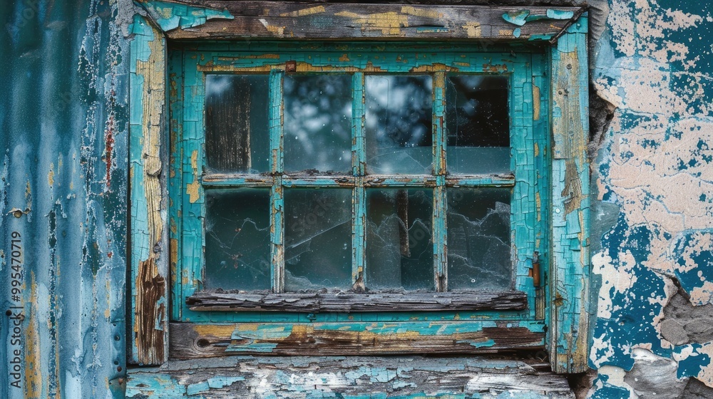 Old house s glass window in rectangular shape Old house s glass window in rectangular shape