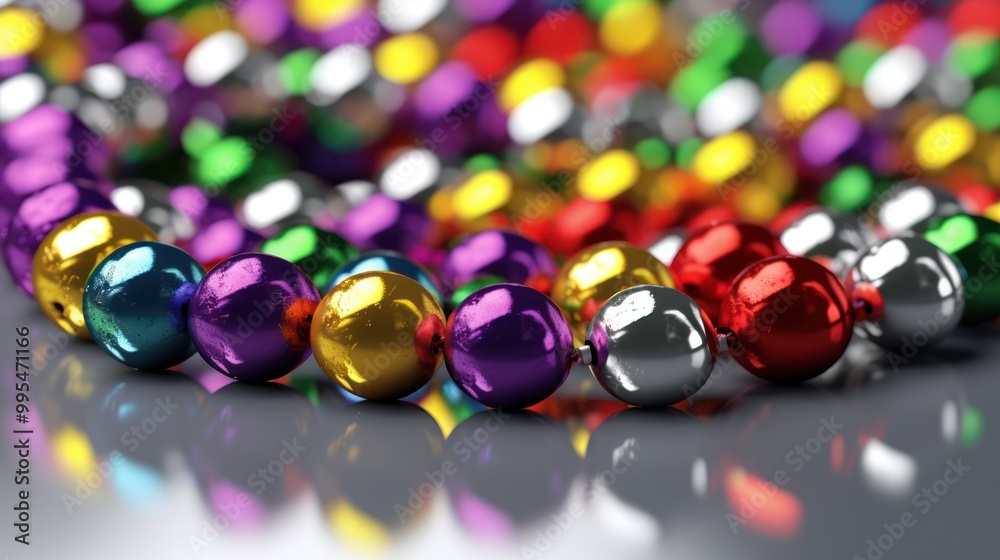 Shiny Colorful Beads Arranged in a Row Shiny Colorful Beads Arranged in a Row