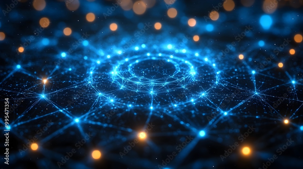 Glowing Digital Neural Network Connections Floating in Cosmic Space Glowing Digital Neural Network Connections Floating in Cosmic Space