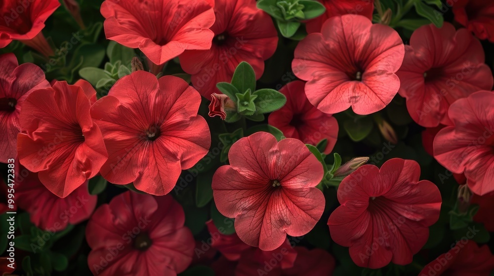 Red petunias Red petunias