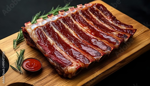 steak ribs fresh meat on a wooden board