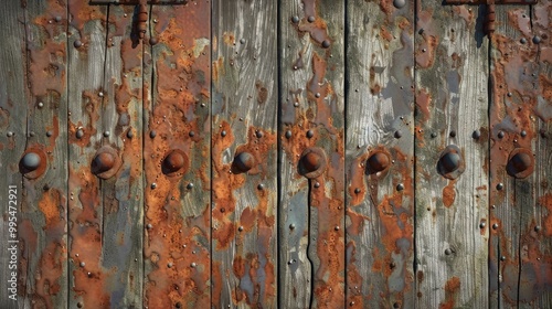 Old wooden door with rusty closed