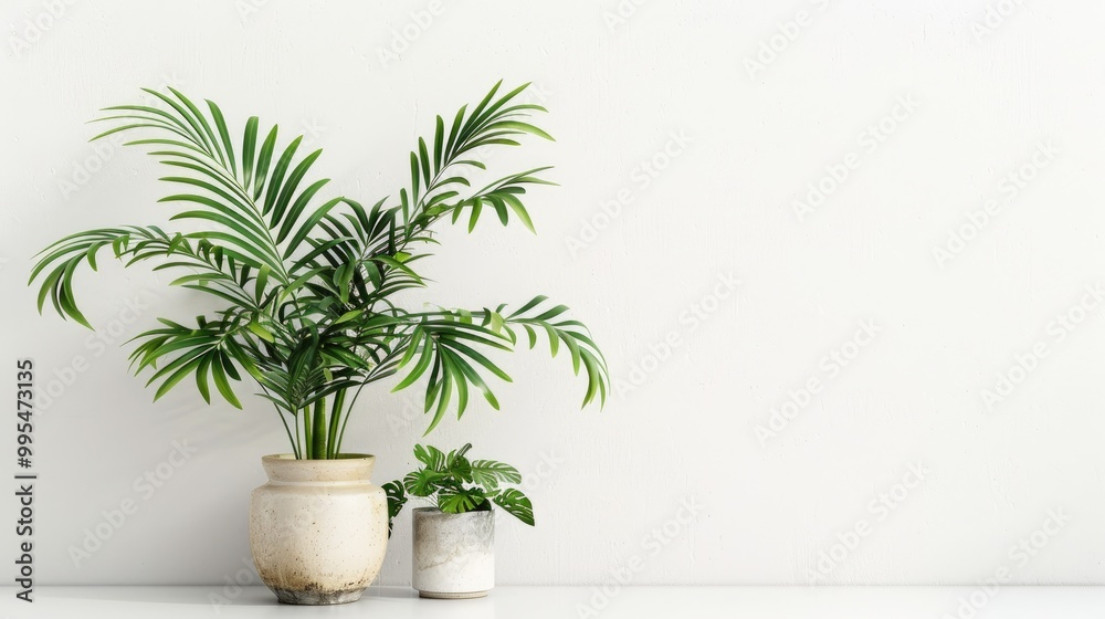 Fototapeta premium Plants displayed at home white background room for text