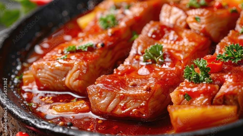 Pork with red sauce Pork with red sauce