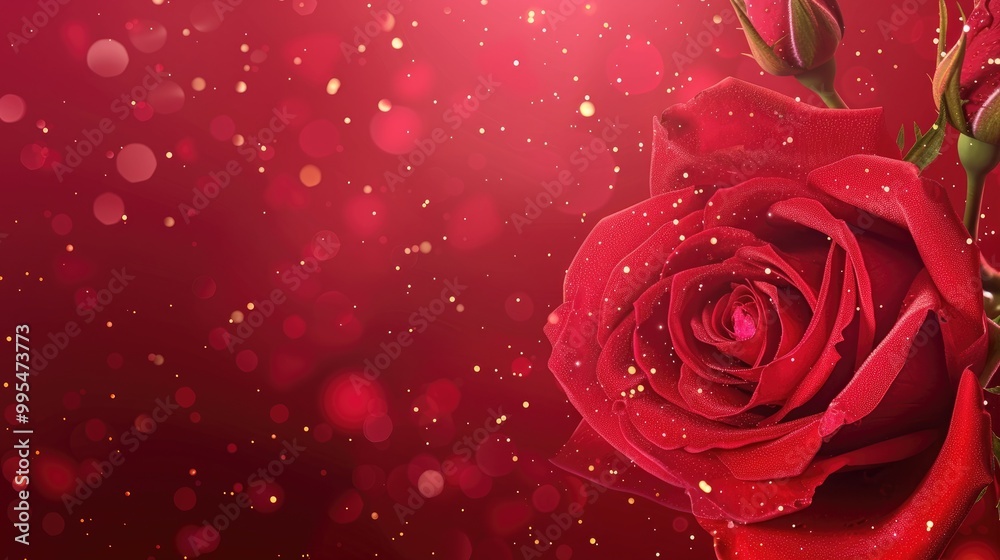 Naklejka premium Red Rose Background for Valentine Blessing Card