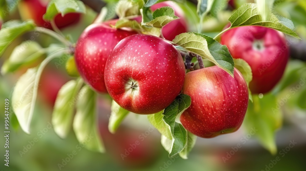 Red apples ready for picking on tree limb Red apples ready for picking on tree limb