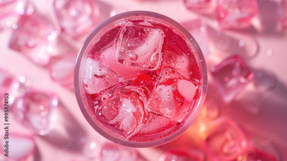Pink beverage chilled with ice Pink beverage chilled with ice