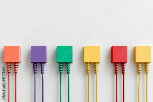 Colorful ethernet cables aligned in a row symbolizing secure connectivity fast data transfer and modern IT infrastructure