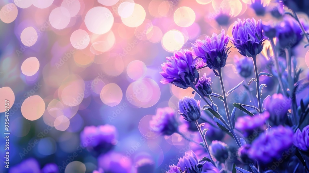 Purple flowers in the garden with stunning bokeh backdrop Purple flowers in the garden with stunning bokeh backdrop