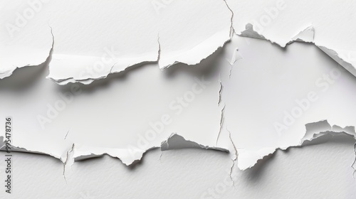 Ripped paper set with white background and space for design