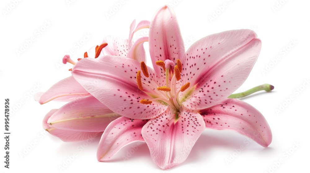 Pink lily flower isolated on white background Pink lily flower isolated on white background