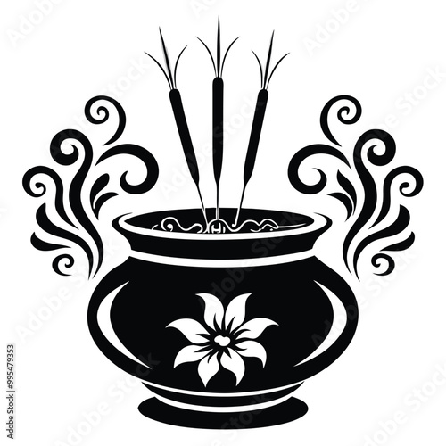 Qingming incense aroma vector silhouette