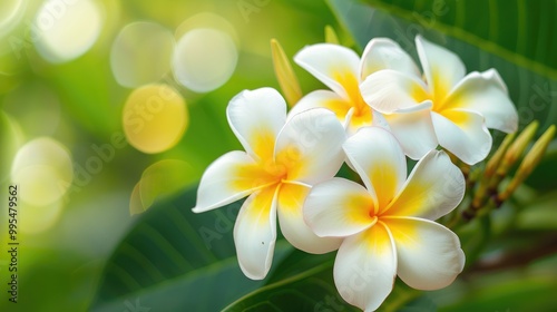 Plumeria rubra White and yellow flowered decorative plant