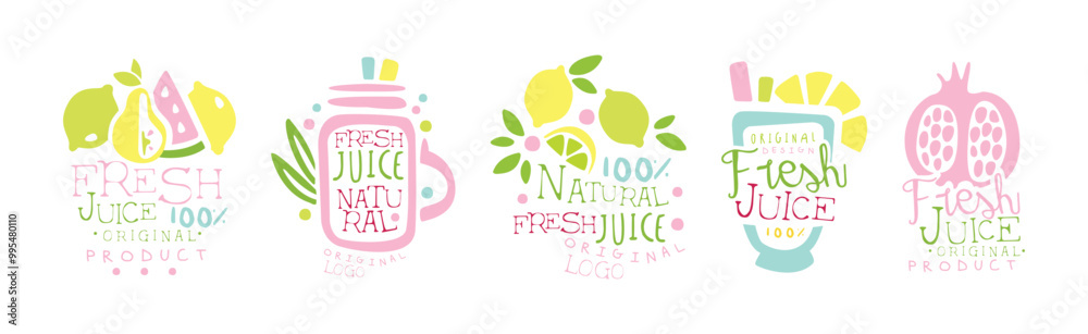Fresh Juice Original Design Logo and Labels Vector Set Fresh Juice Original Design Logo and Labels Vector Set