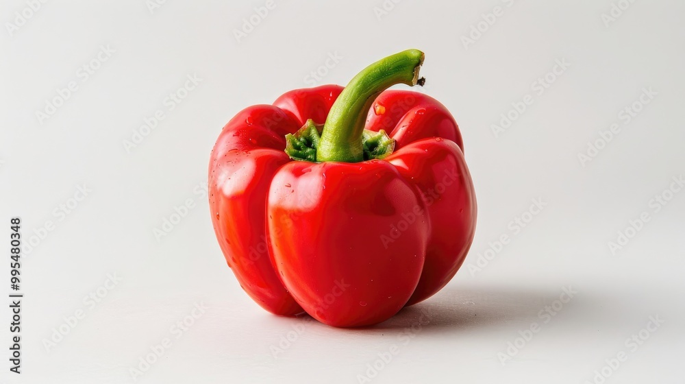 Red bell pepper against white backdrop for mockups Ideal for cooking and veggie concepts Red bell pepper against white backdrop for mockups Ideal for cooking and veggie concepts