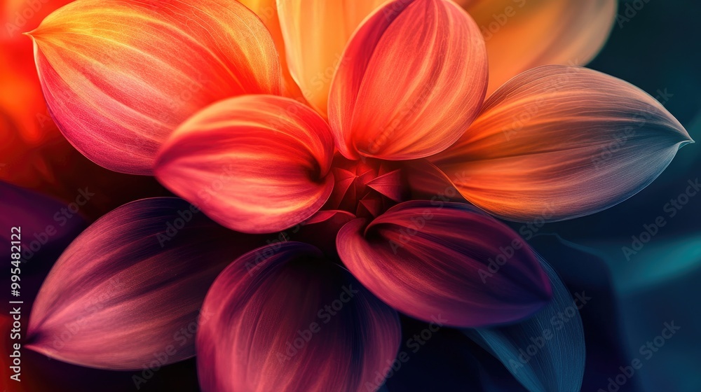 Stunning abstract close-up of flower petals with vibrant duotone colors, showcasing intricate details and a striking, artistic composition Stunning abstract close-up of flower petals with vibrant duotone colors, showcasing intricate details and a striking, artistic composition