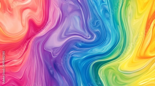 Vibrant Rainbow Fluid Colors Create a Stunning Abstract Background for Creative Projects"