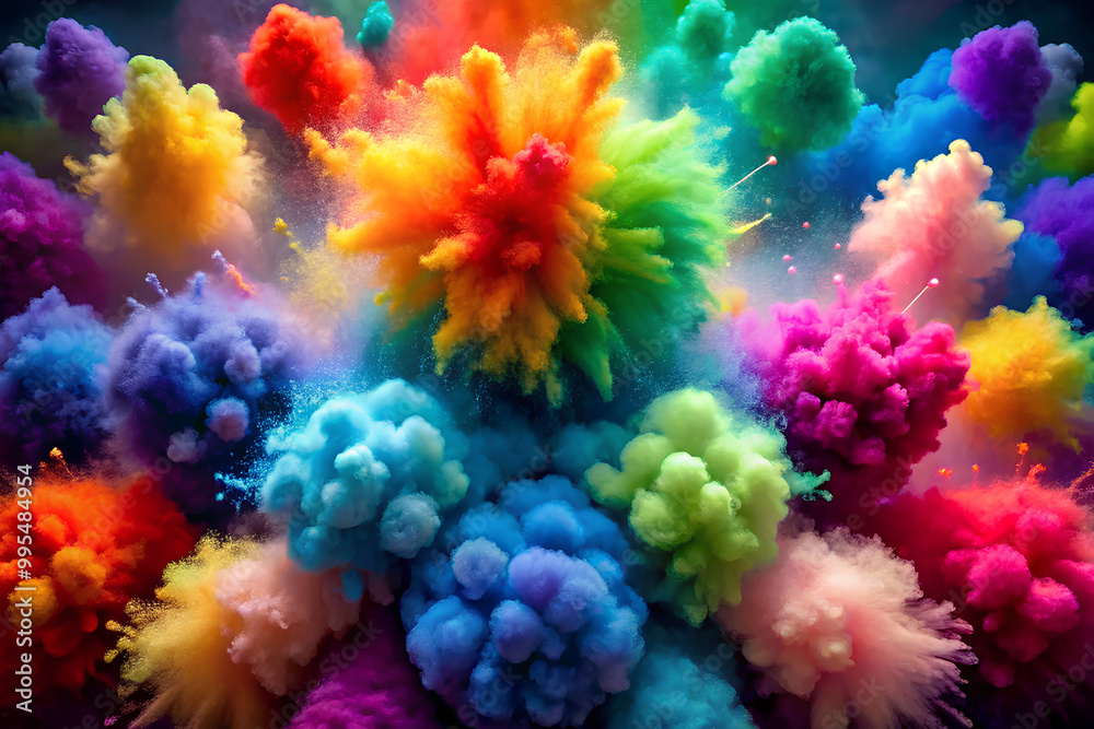 Fototapeta premium LGBT Concept, Abstract explosion of pride rainbow, Colored fantasy puffs of fog