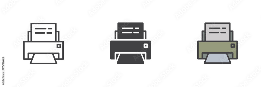 Printer machine different style icon set Printer machine different style icon set