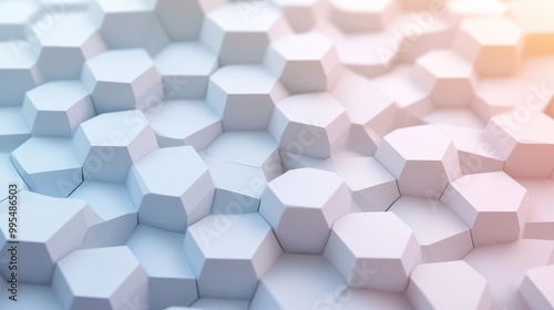 "Isometric Geometry Meets White Honeycomb and Gradient Colors in This 3D Illustration"