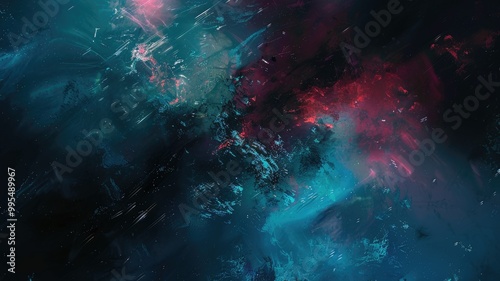 Abstract wonderful light wave of nebula in glitch style design connect and flow express energy dynamic represent connection of star in universe or plasma scatter on space with mysterious scene. AIG53.