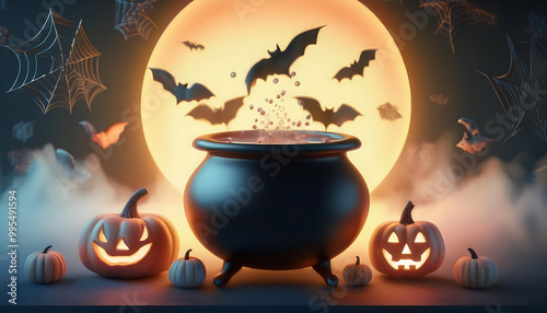 Obraz na płótnie The Witch's Midnight Cauldron w salonie