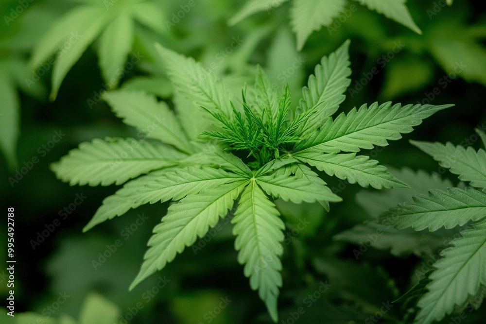 Close-up of a Cannabis Plant with New Growth Close-up of a Cannabis Plant with New Growth