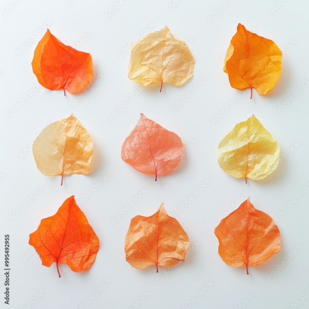 Minimalistic Autumn Leaves Display with Slightly Crumpled Texture | Fall Decor Design Minimalistic Autumn Leaves Display with Slightly Crumpled Texture | Fall Decor Design