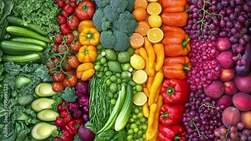 Healthy eating concept. World Vegetarian Day. Colorful assortment of vegetables and fruits. Fruit and vegetable background with various types of vegetables. Fresh organic vegetables . Top view