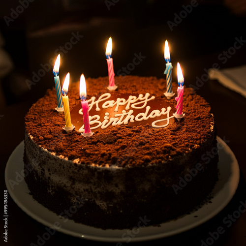 A dark chocolate birthday c...