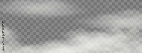 Realistic 3D Transparent Vector Cloud of Smoke or fog. Fog or cloud on an isolated transparent sky background. Smoke, fog, cloud png. Dust Steam effect cloudy