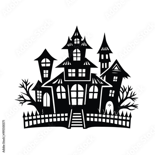 Spooky house vector silhouette 