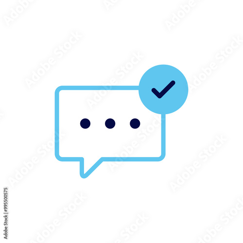 Comment Icon Featuring Tick Sign for Approval and Verification