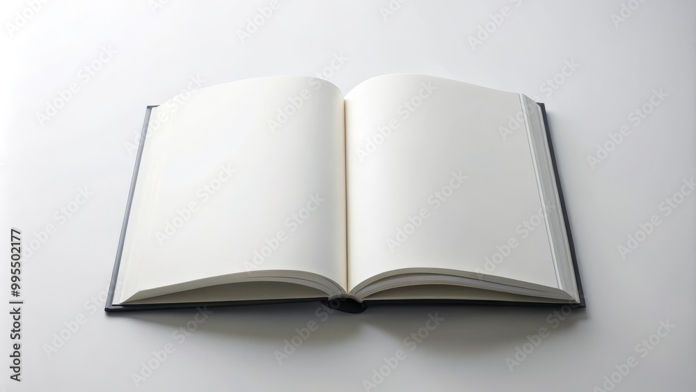 Open book lying on a white table, its blank pages awaiting inspiration Open book lying on a white table, its blank pages awaiting inspiration