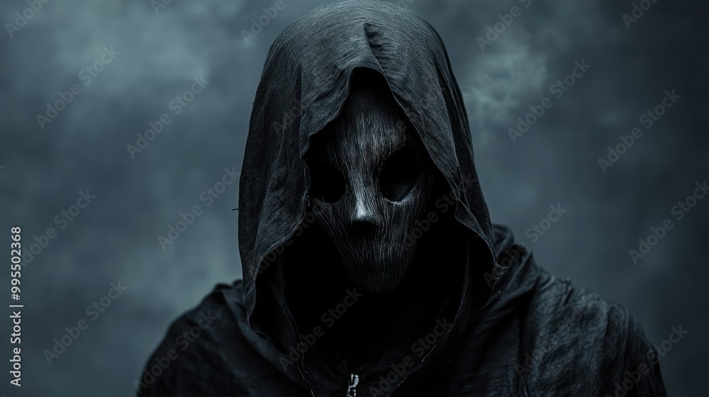 A gothic-style ghostly figure, isolated from background, with a pale, gaunt face and black attire A gothic-style ghostly figure, isolated from background, with a pale, gaunt face and black attire