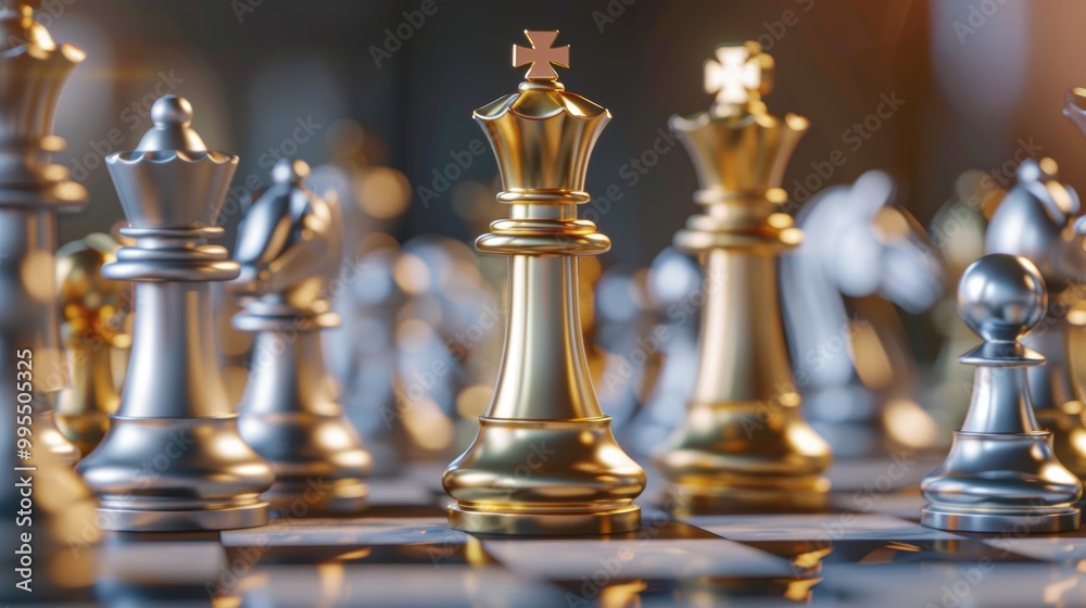Shot of CHESS concept gold and si king surrounded with SILVER and GOLD chess pieces on game competition, chess battle, victory, success, team leader, teamwork, business strategy concept.3d rendering. Shot of CHESS concept gold and si king surrounded with SILVER and GOLD chess pieces on game competition, chess battle, victory, success, team leader, teamwork, business strategy concept.3d rendering.