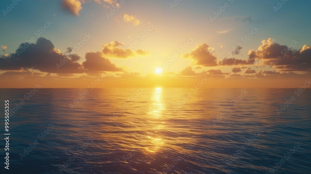 A beautiful sunrise over a tranquil ocean with the sun rising above the horizon. A beautiful sunrise over a tranquil ocean with the sun rising above the horizon.