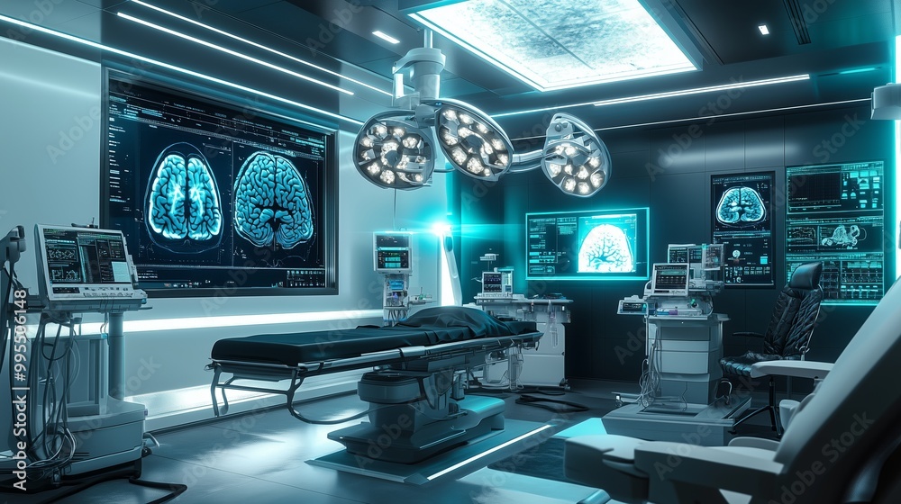 The operating room showcases advanced neurosurgery tech, ensuring precision and innovation.