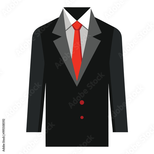 Suit with tie vector silhouette