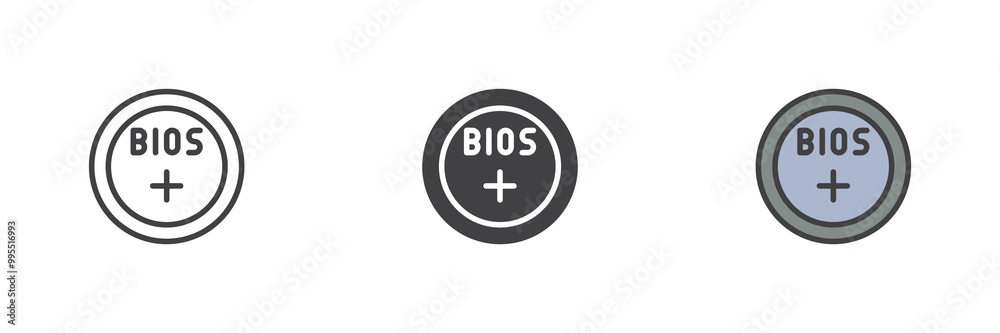 Bios battery different style icon set Bios battery different style icon set