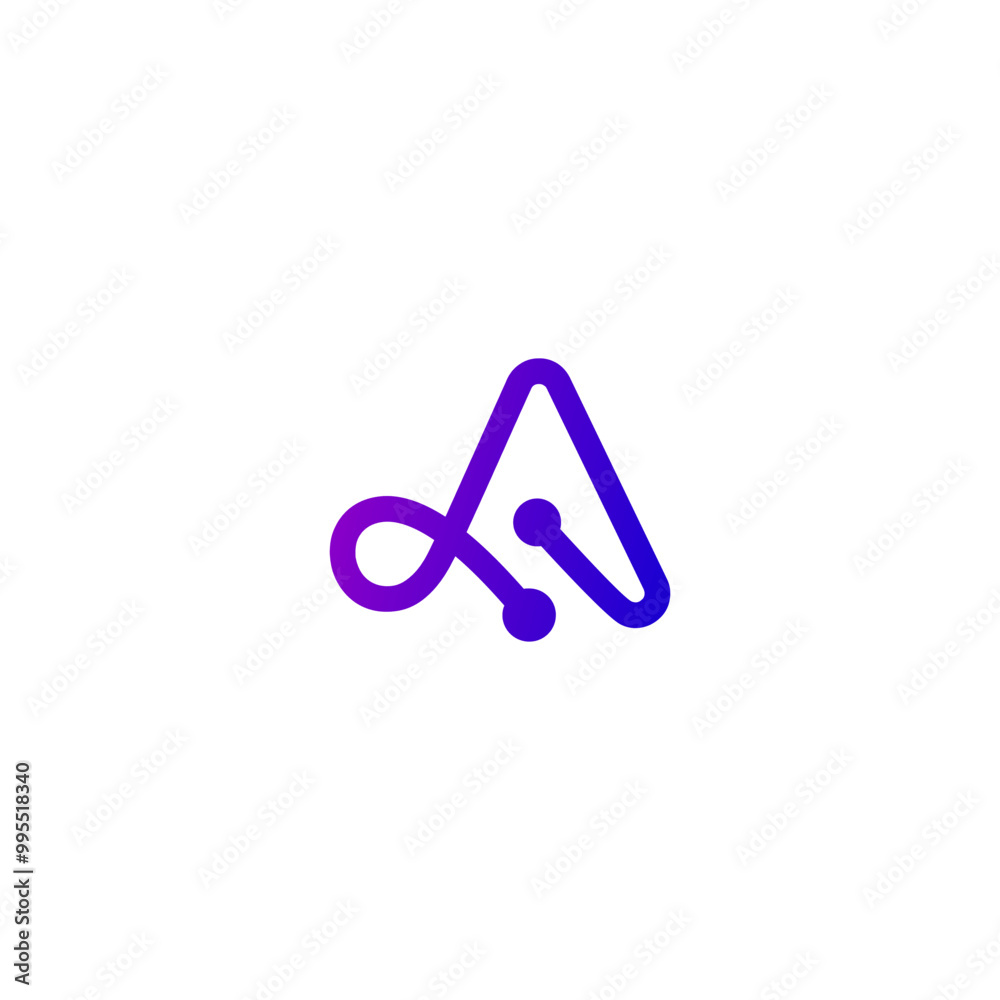 Letter A line digital technology network, global solution, logo design template. Letter A line digital technology network, global solution, logo design template.
