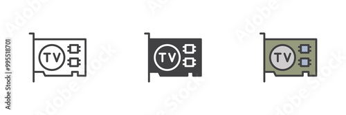 TV tuner pcie card different style icon set