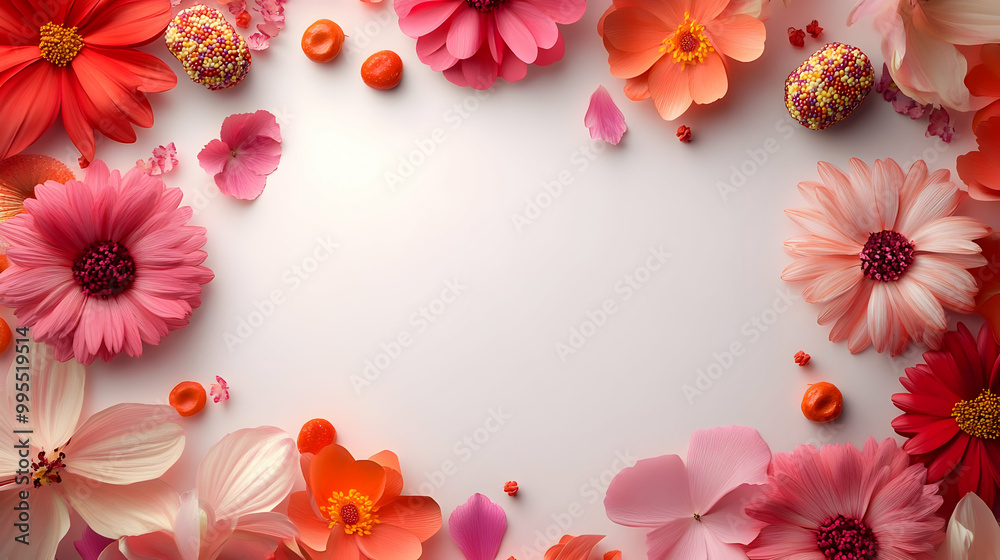 3D Floating Flowers and Sweets Frame for Bhai Dooj with Copy Space - Dynamic Icon Design on White Background 3D Floating Flowers and Sweets Frame for Bhai Dooj with Copy Space - Dynamic Icon Design on White Background
