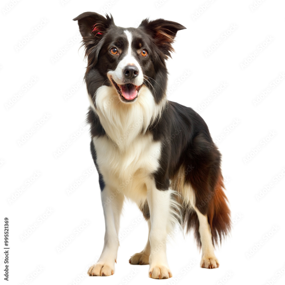 Happy border collie standing upright, isolated on a transparent or white background. Happy border collie standing upright, isolated on a transparent or white background.
