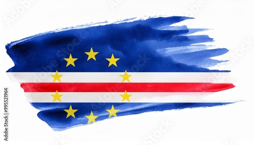 水彩画のカーボヴェルデの国旗(Watercolor  Cabo Verde flag.)
 photo