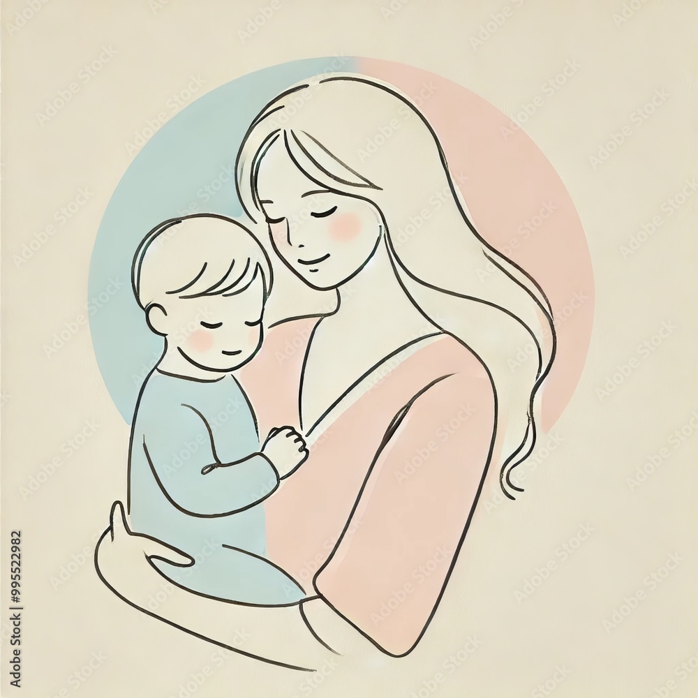 Mother and Baby Illustration Line Art Drawing Love Family Care Embrace Hug Affe Mother and Baby Illustration Line Art Drawing Love Family Care Embrace Hug Affe