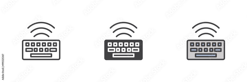 Wireless keyboard different style icon set Wireless keyboard different style icon set