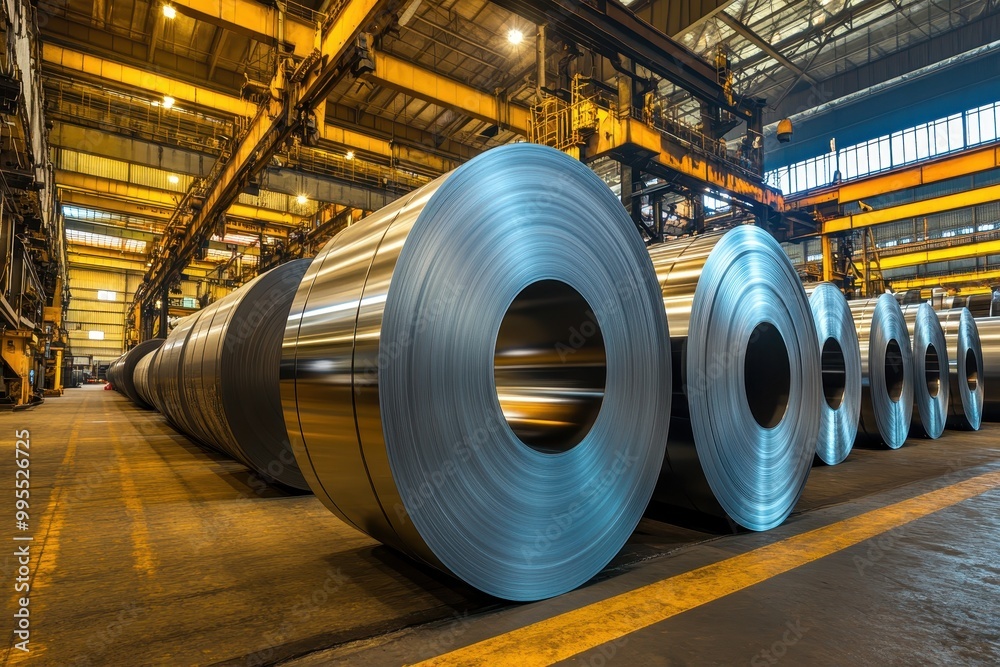 Cold rolled steel coil or stainless steel sheets at storage area in steel industry plant. in a warehouse. Cold rolled steel coil or stainless steel sheets at storage area in steel industry plant. in a warehouse.