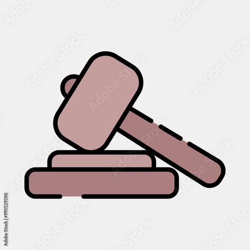 Icon court gavel. USA general election elements. Icons in filled line style.